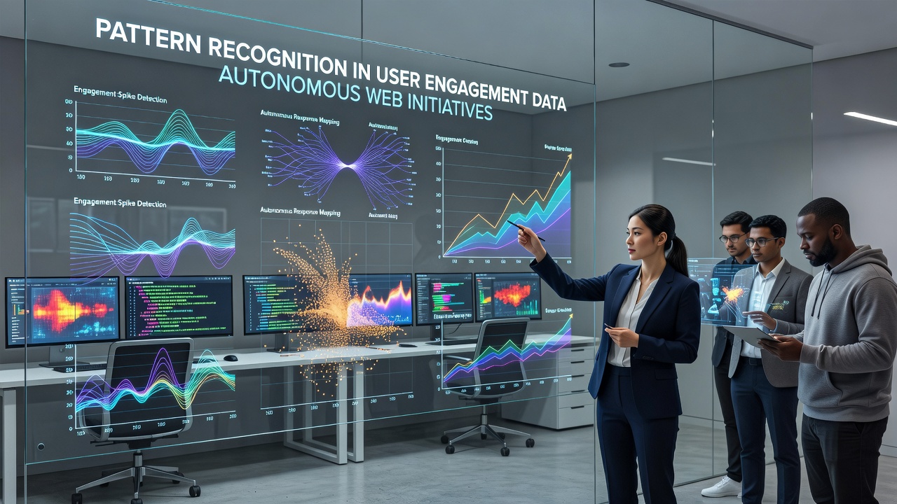 Diagram illustrating data flow from user sessions through pattern recognition algorithms to automated site adjustments